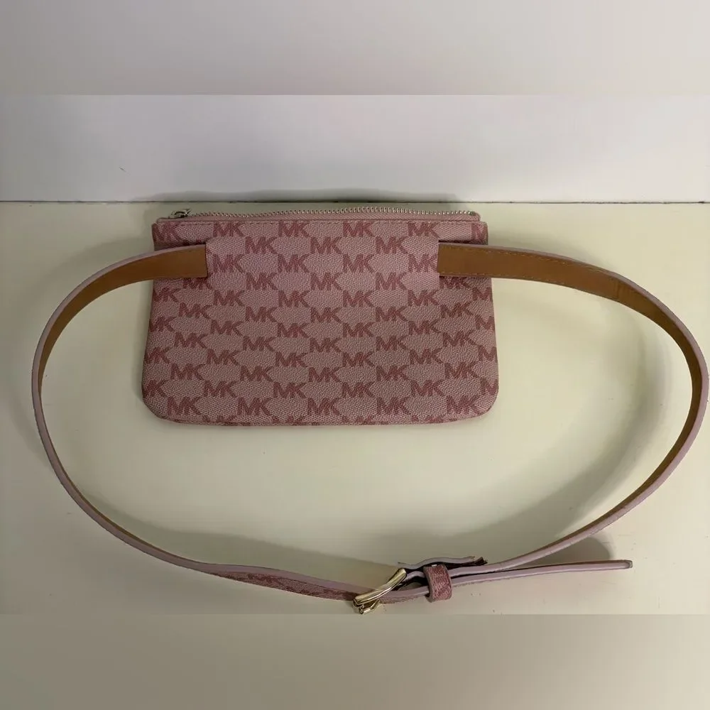 Michael Kors Pink Logo Mini Belt Bag with Gold Hardware